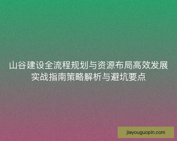 山谷建设全流程规划与资源布局高效发展实战指南策略解析与避坑要点